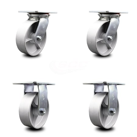 Service Caster 6 Inch Semi Steel Caster Set with Roller Bearings 2 Swivel 2 Rigid SCC SCC-35S620-SSR-2-R-2